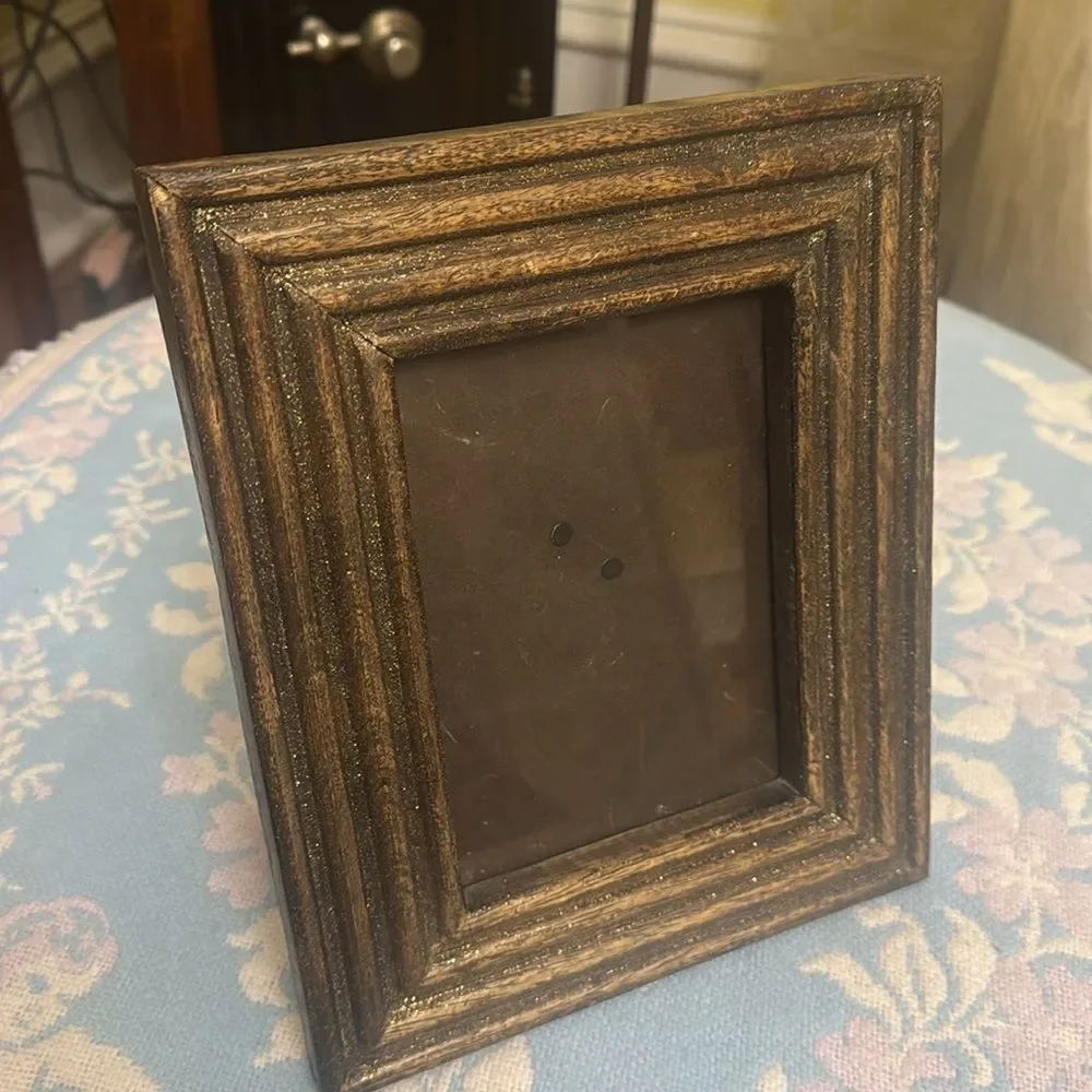 *Cabin-Couture* Rustic Glitter Carved Brown Solid Wood Picture Frame